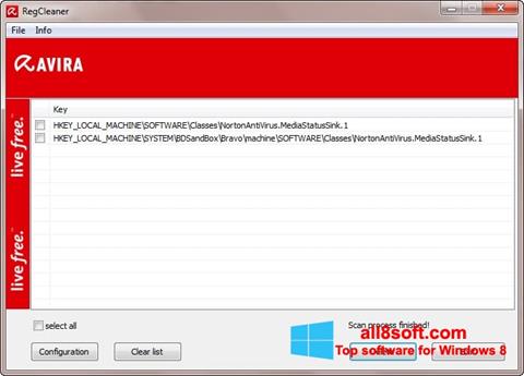 لقطة شاشة Avira Registry Cleaner لنظام التشغيل Windows 8