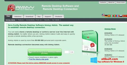 لقطة شاشة Ammyy Admin لنظام التشغيل Windows 8
